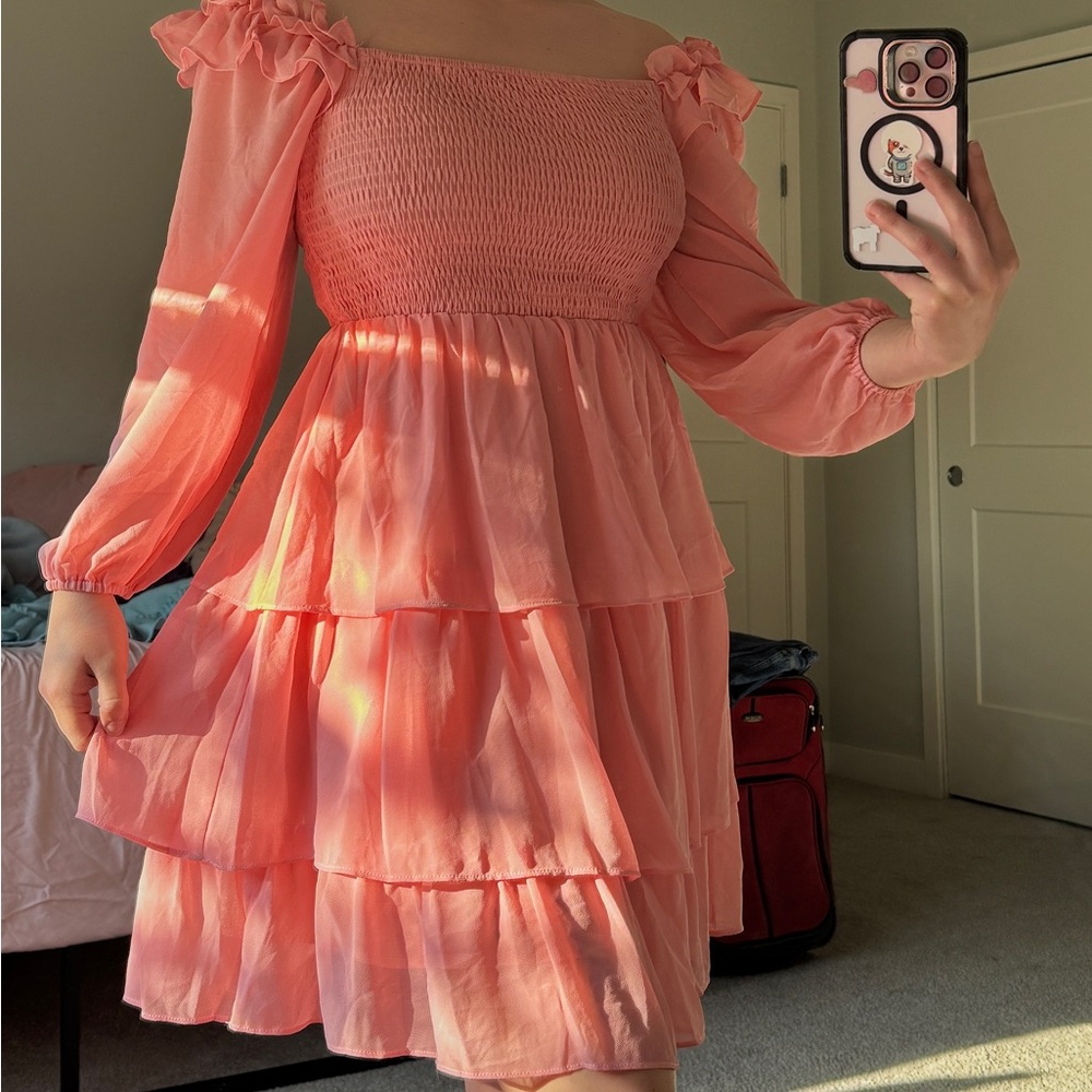 Elegant Pink Off-Shoulder Dress
